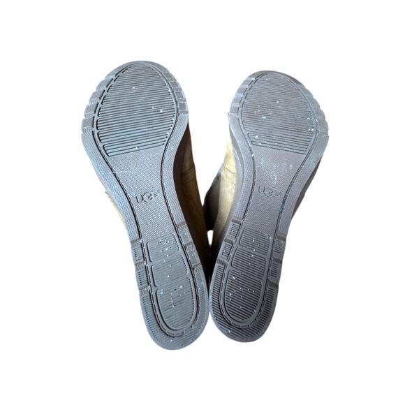 UGG JEOVANA CHESTNUT SUEDE WATERPROOF ANKLE WEDGE BOOTIES BOOTS SIZE 8.5 WOMENS - Picture 3 of 5